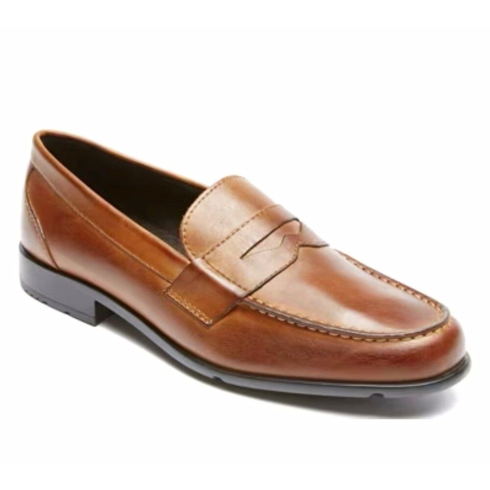 Rockport TruTech Brown Leather Penny Loafer Slip-On Slip Resistant 10.5 W